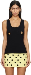 Moschino Black Heart Lock Tank Top In J0555 Black