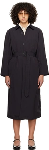 APC BLACK CRINKLED TRENCH COAT