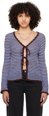 APC BLUE & BROWN MANAE CARDIGAN