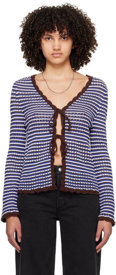 A.p.c. Blue & Brown Manae Cardigan In Brown,multi