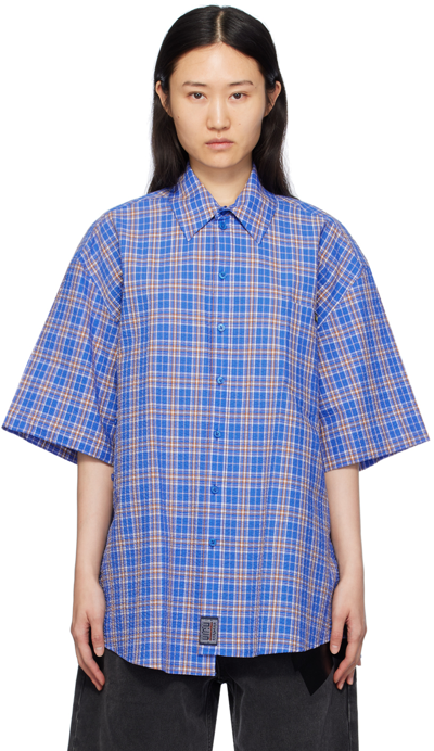 Martine Rose Blue Wrap Shirt In Blue Check