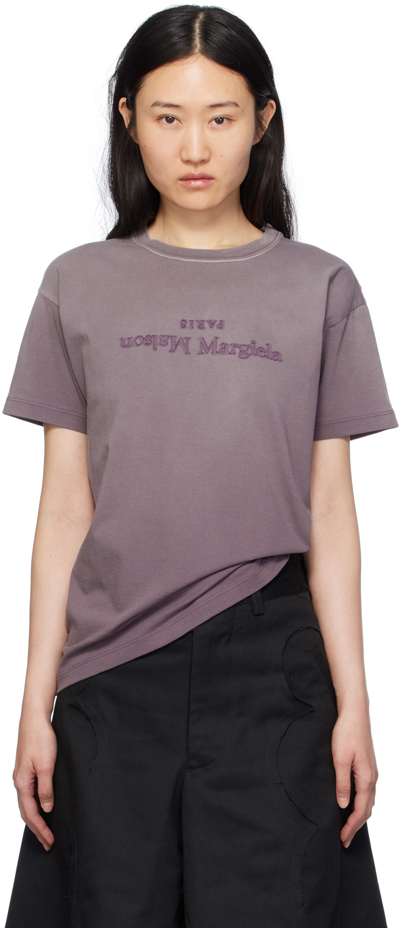 Maison Margiela Cotton Jersey Logo T-shirt In Aubergine