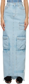 GCDS BLUE ULTRACARGO DENIM MAXI SKIRT