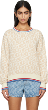 Gcds Beige Jacquard Sweater In 15 Off White