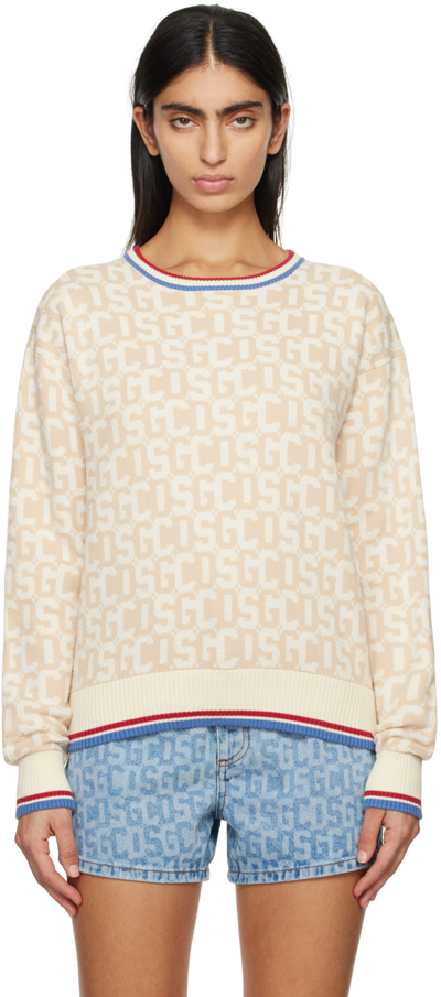 Gcds Beige Jacquard Jumper In 15 Off White