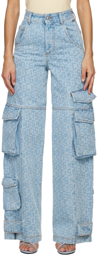 Gcds Blue Ultracargo Jeans In 75 Light Blue