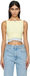 Gcds Logo-patch Layered Mesh Top In 20 Baby Yellow