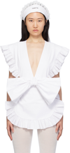 Pushbutton White Bow Bodysuit & Headband Set In White