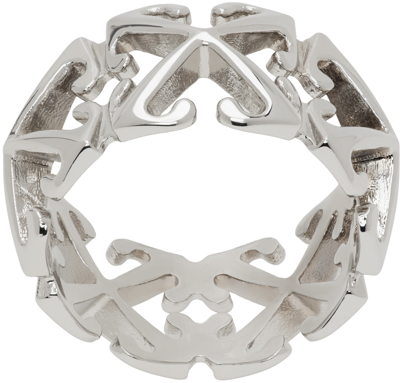 Off-white Silver Multi Arrow Ring In Silver No