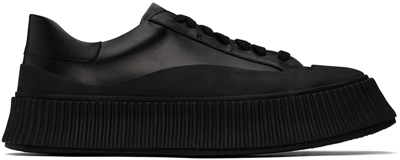 JIL SANDER BLACK CALFSKIN LOW-TOP SNEAKERS