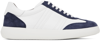 BRIONI WHITE & NAVY SUEDE AND CALF LEATHER SNEAKERS
