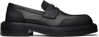 Ferragamo Black Rubber Details Loafers In Nero