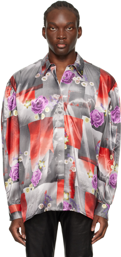 Martine Rose Red & Grey Classic Shirt In Today Floral Red