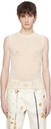 FENG CHEN WANG OFF-WHITE OPEN KNIT TANK TOP