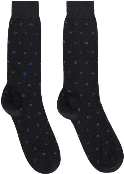 Ferragamo Gray Medium Gancini Jacquard Socks In Grey Melange
