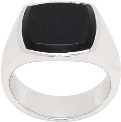 TOM WOOD SILVER CUSHION BLACK ONYX RING