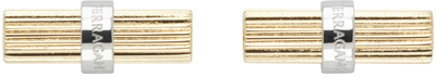 Ferragamo Engraved-logo Cufflinks In Gold