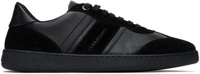 Ferragamo Black Signature Low Sneakers In Nero