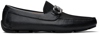 Ferragamo Men Parigi Gancini Leather Drivers Loafers Pebbled T Moro In Nero Light Grey