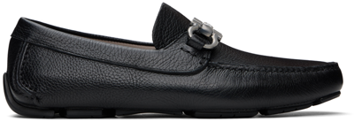 Ferragamo Black Gancini Ornament Loafers In Nero Light Grey