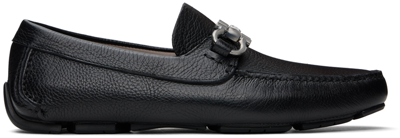 FERRAGAMO BLACK GANCINI ORNAMENT LOAFERS