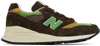 NEW BALANCE BROWN & GREEN MADE IN USA 998 SNEAKERS