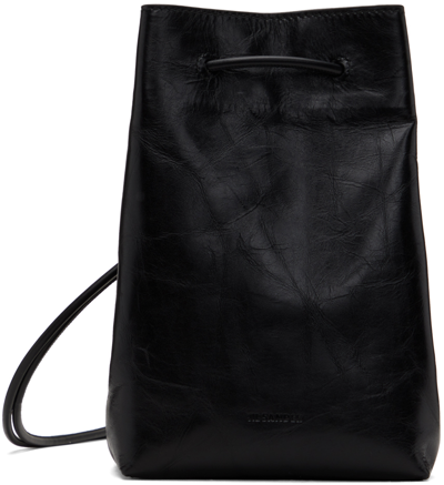 Jil Sander Black Folded Drawstring Pouch In 001 Black