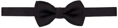 Ferragamo Black Silk Bow Tie In New Black
