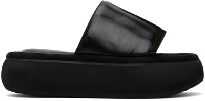 Osoi Black Boat Padded Slides In Washed Black