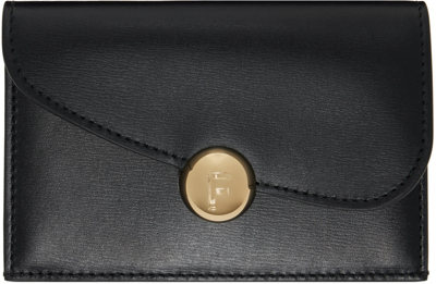 Ferragamo Black Asymmetrical Flap Credit Card Holder In 001 Nero