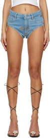 Gcds Blue Embroidered Denim Shorts In 75 Light Blue
