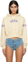GCDS OFF-WHITE CROPPED HOODIE