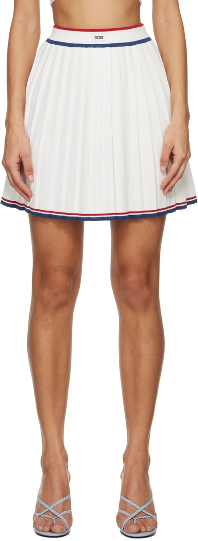 GCDS WHITE PLEATED MINISKIRT