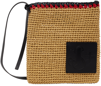 Jil Sander Beige Crochet Crossbody Bag In 295 Natural/red