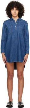 Apc Texas Denim Mini Dress In Ial Washed Indigo