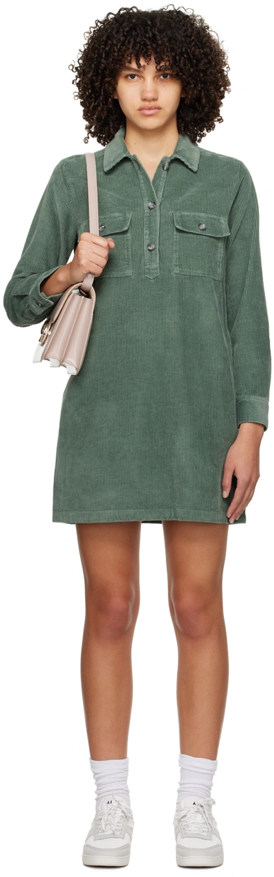 Apc Green Mia Minidress In Kac Almond Green