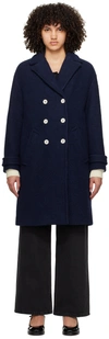 Apc Navy Nola Coat In Iak Dark Navy