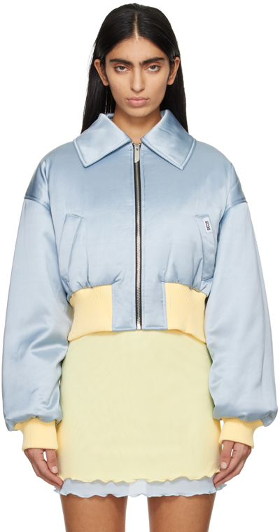 Gcds Logo-patch Cropped Jacket In 70 Baby Blue