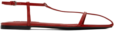 Jil Sander Flat Cage Sandals In 613 Cranberry