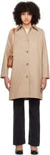 A.p.c. Single-breasted Midi Coat In Baa Beige