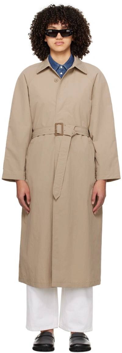 Apc Beige Crinkled Trench Coat In Baa Beige