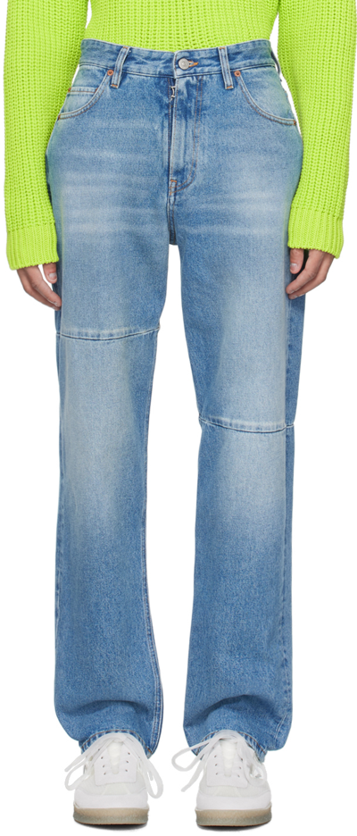 Mm6 Maison Margiela Distressed-effect Straight-leg Jeans In Blue