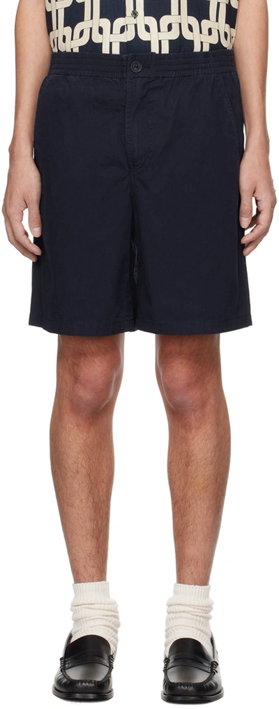 A.p.c. Navy Norris Shorts In Blue