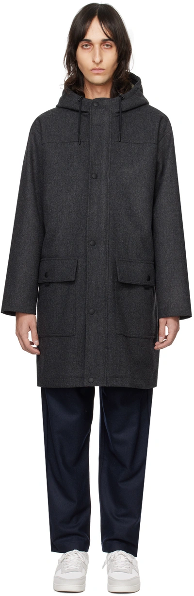 Apc Gray Dave Coat In Lad Anthracite