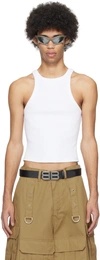 VETEMENTS WHITE EMBROIDERED TANK TOP