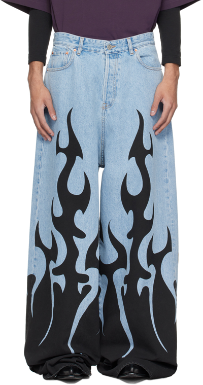 Vetements Blue & Black Big Shape Jeans In Blue / Black