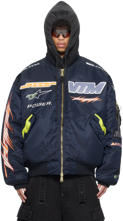 Vetements Navy Alpha Industries Edition Racing Bomber Jacket