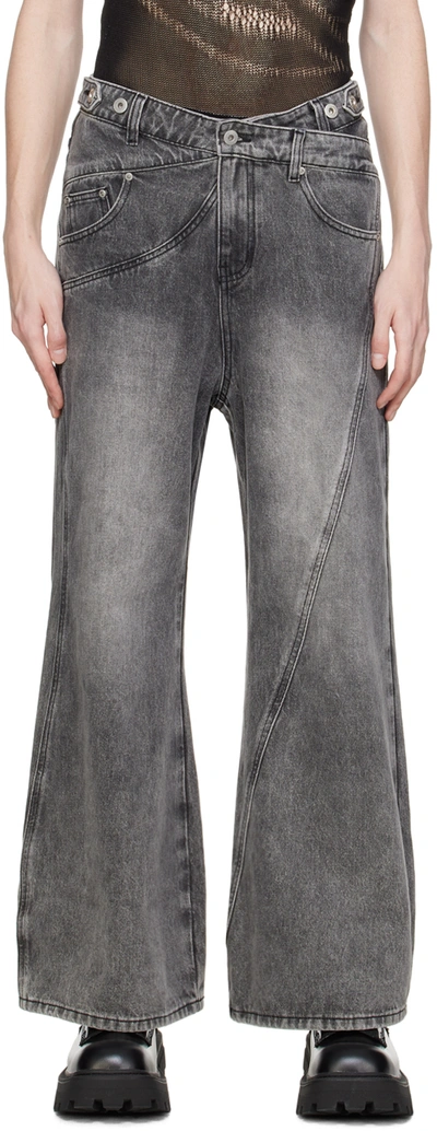 Feng Chen Wang Grey Paneled Jeans In Grey