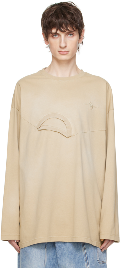 Feng Chen Wang Beige 2-in-1 Long Sleeve T-shirt In Khaki