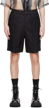 FENG CHEN WANG BLACK DISTRESSED SHORTS